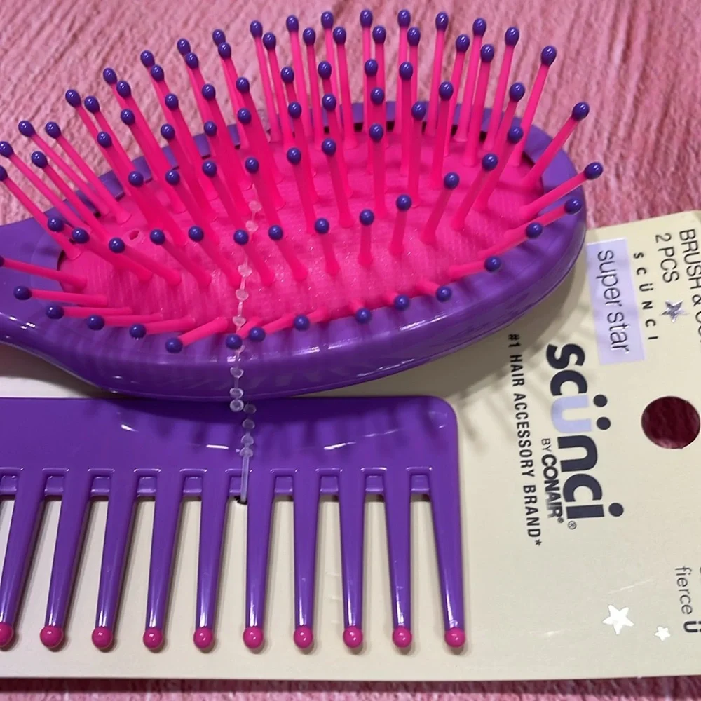 Scunci Kids Brush and Comb Set - Pink and Purple